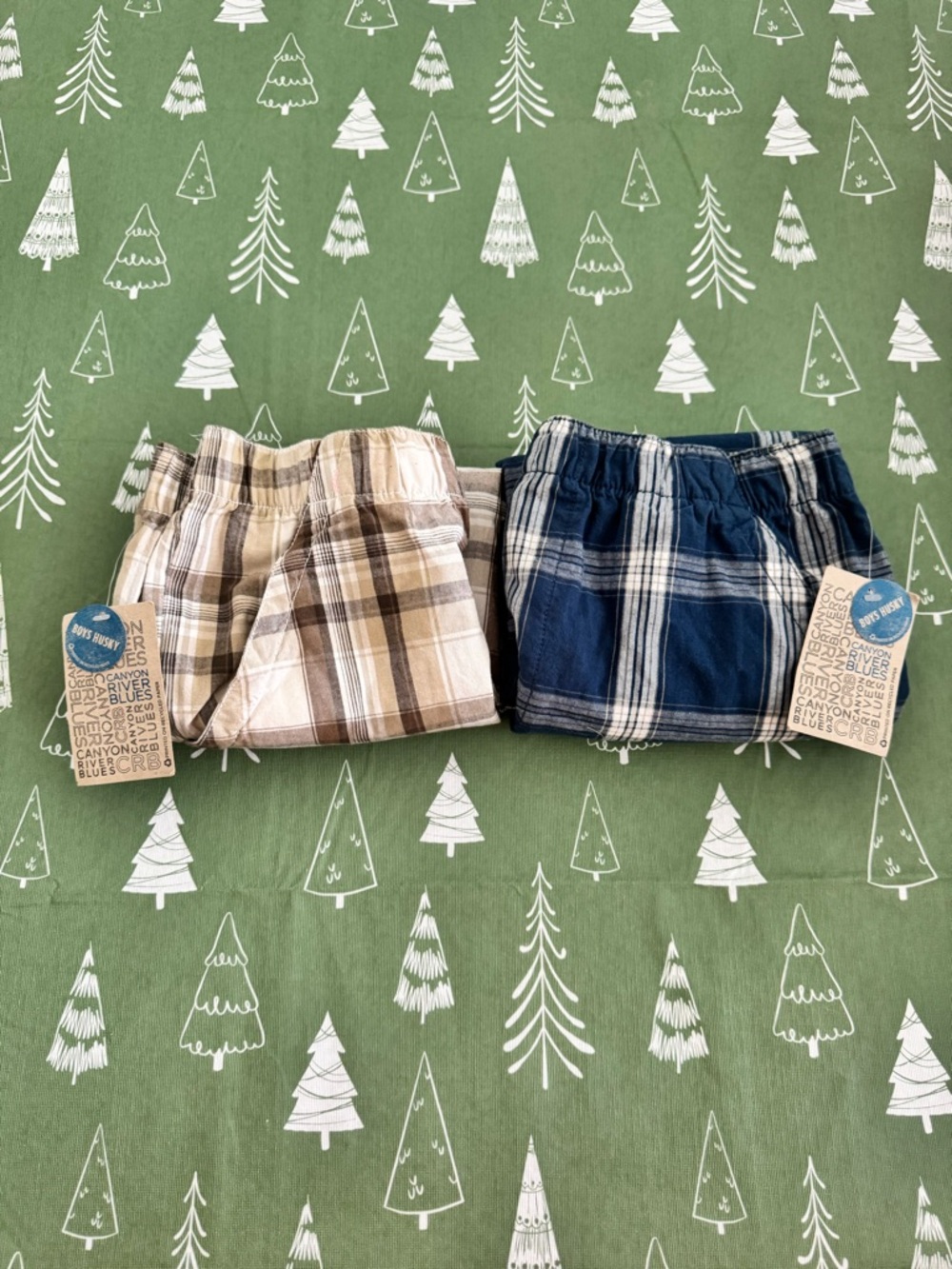 Lot of 2 Canyon River Blues Boys XL 18/20 Husky  Plaid Cotton Cargo Shorts NWT